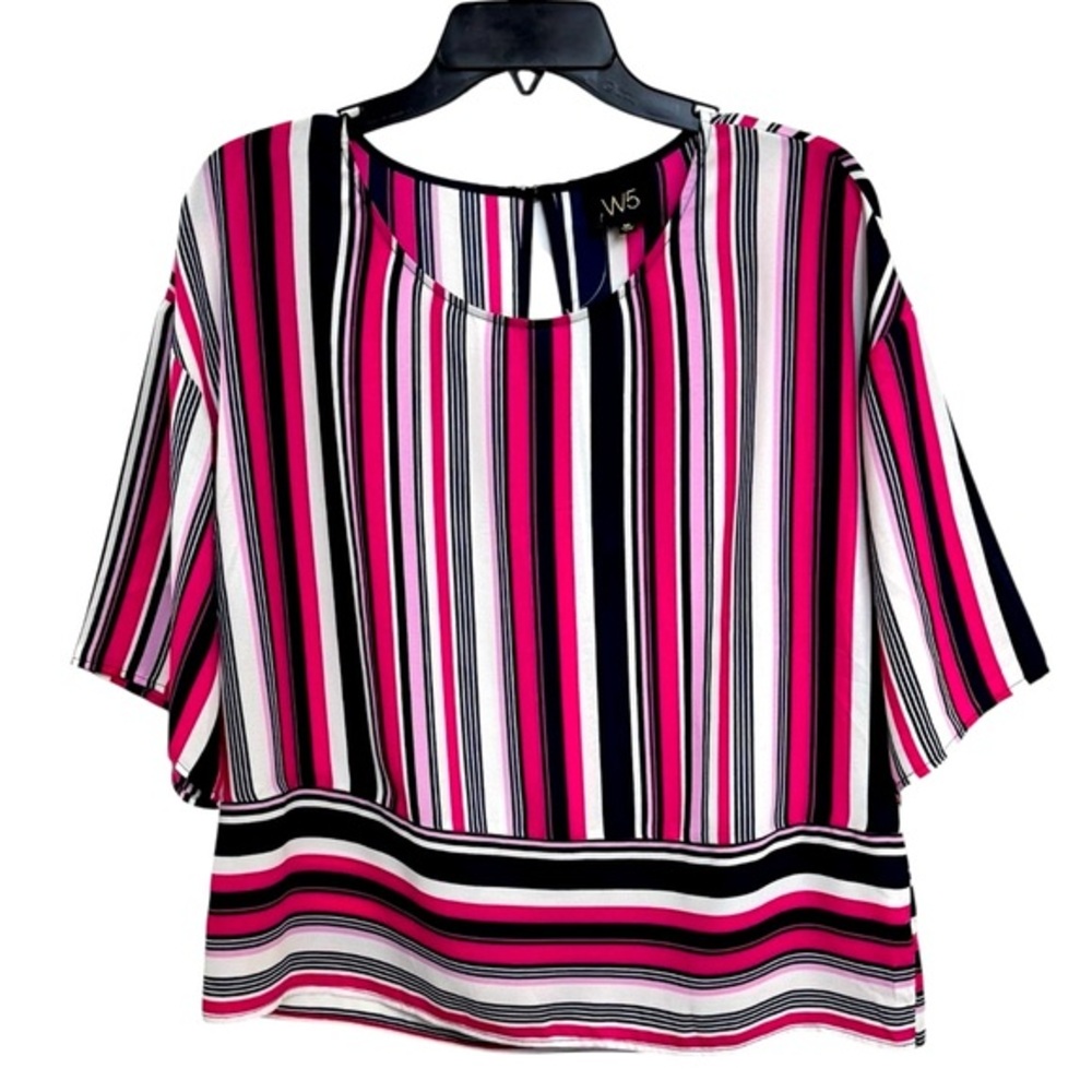 Anthropologie: W5 Women’s Pink and Navy Striped Blouse Size M **299